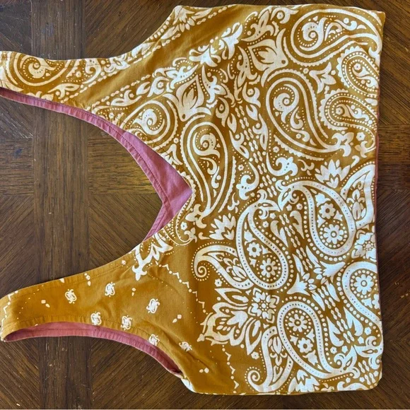 Yellow and Pink Paisley Tank Top - Reversible - Una Pluma - Picture 4 of 5